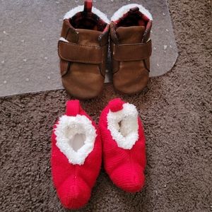 Baby Shoes 2 Pairs Christmas Booties Size 6-9 months Baby
